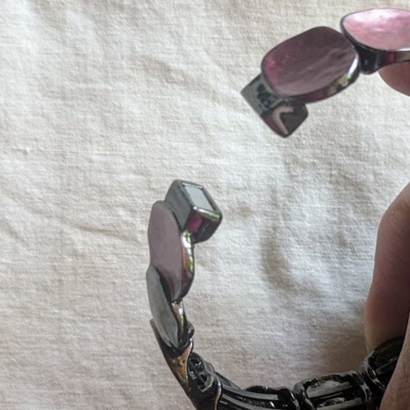 Pink Enamel and Silver-Tone Bracelet - Picture 4 of 4